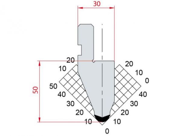 Dao chấn 45º 1054. H=50, R= 6 Max T/m=100