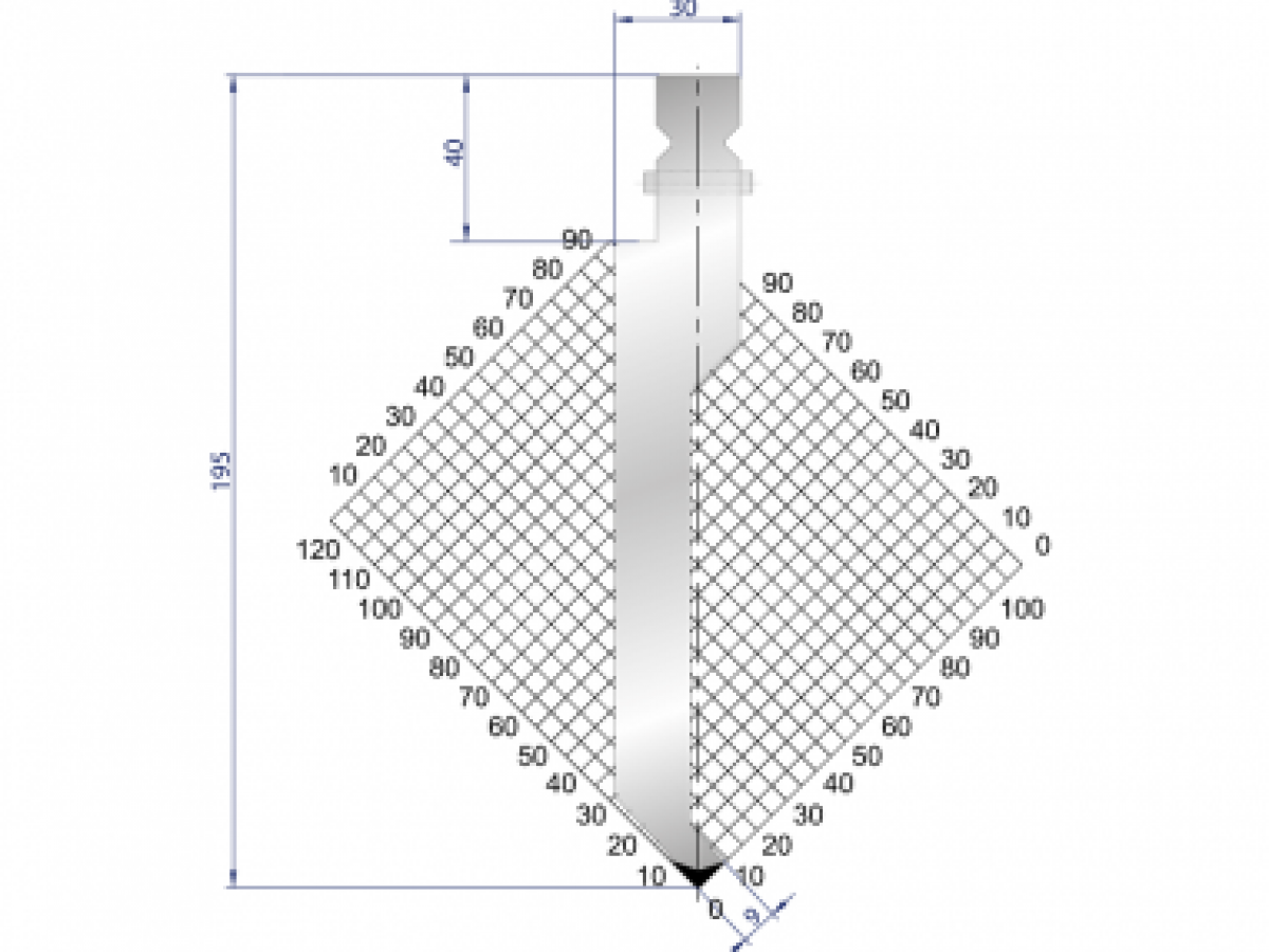 Dao chấn 86º, H=195, R=0.8 Max T/m=100, 42CrMo4