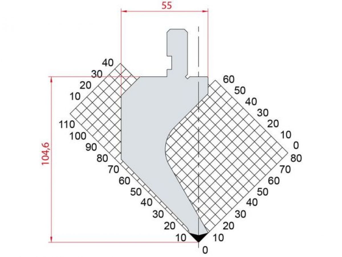Dao chấn 90º 1267. H=104,6, R=0,25, Max T/m=50