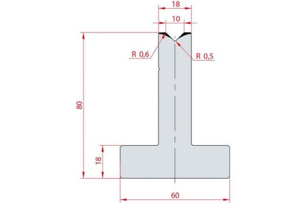 Cối chấn T 1V 10 α=90º H80 Max. T/m=100