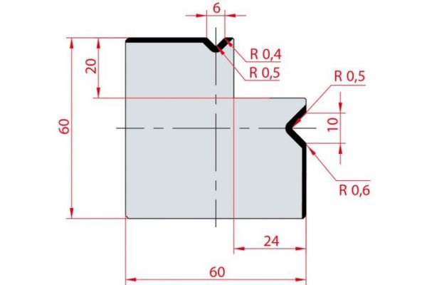Cối chấn 2V L 6/10 a=90º H60 Max. T/m=80