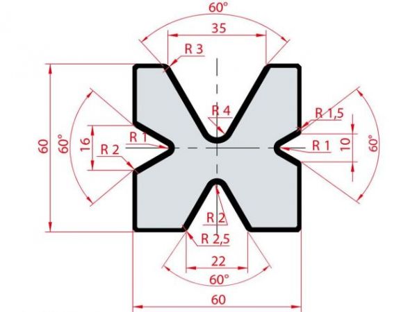 Cối chấn 4V 10/16/22/35 α=60º H60 Max. T/m=60