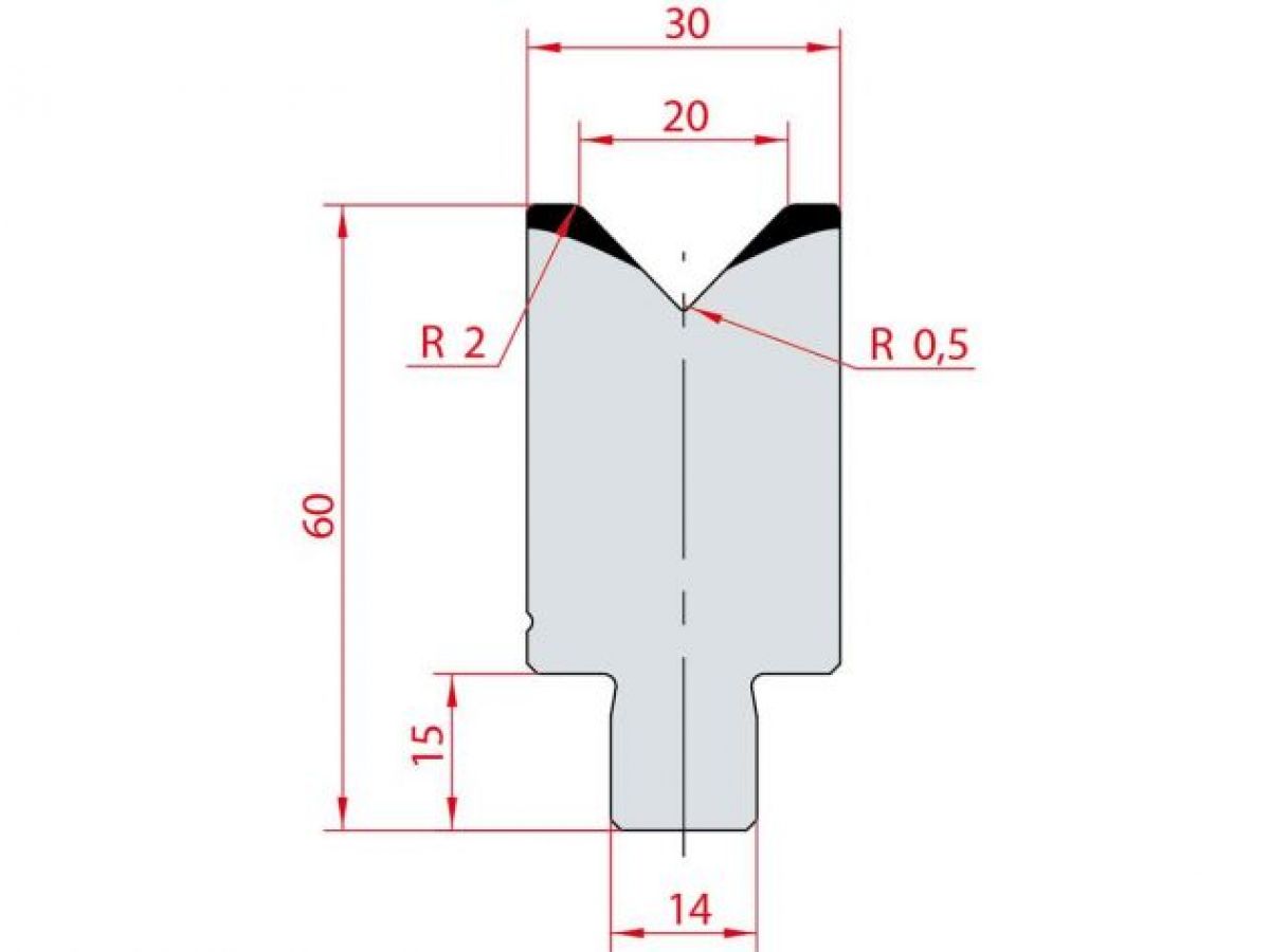 Cối chấn 1V 20 α=88º H60 Max. T/m=100