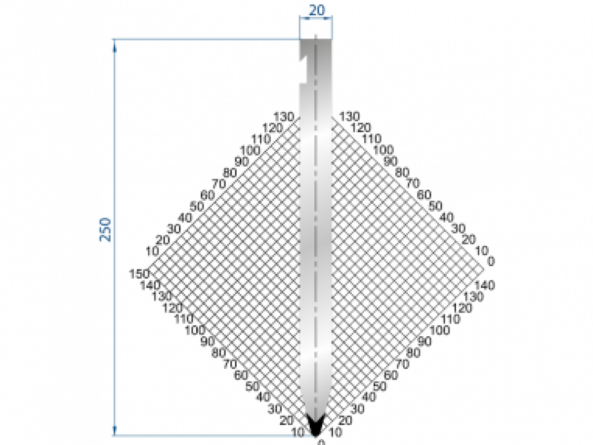 Dao chấn 30º 1300, H=250, R=3 Max T/m=120