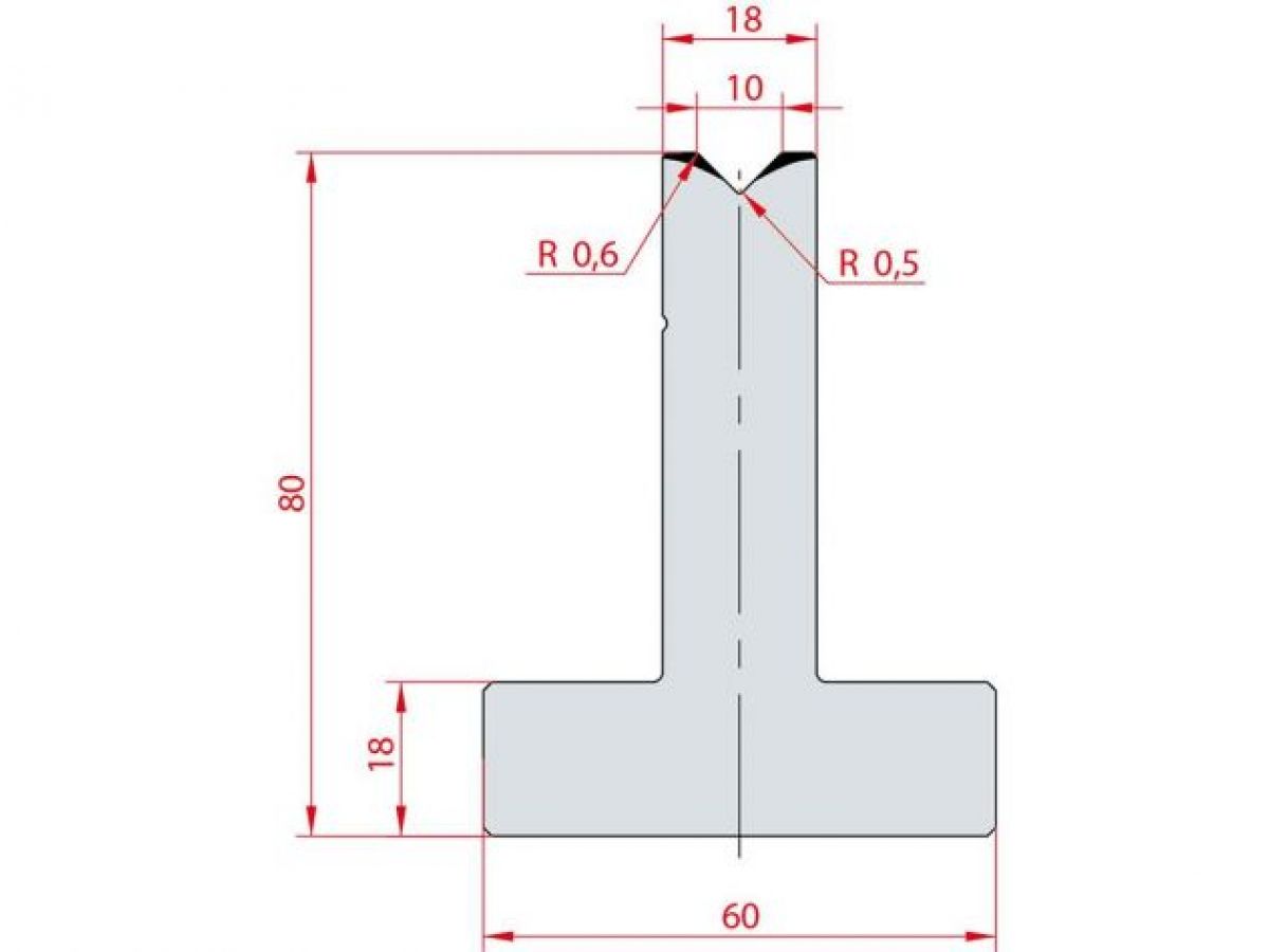 Cối chấn T 1V 10 α=90º H80 Max. T/m=100