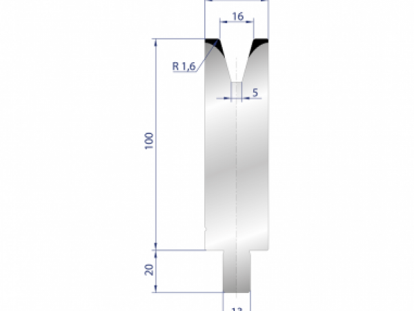 Cối chấn 1V 16 α=30º H100 Max. T/m=45, C45