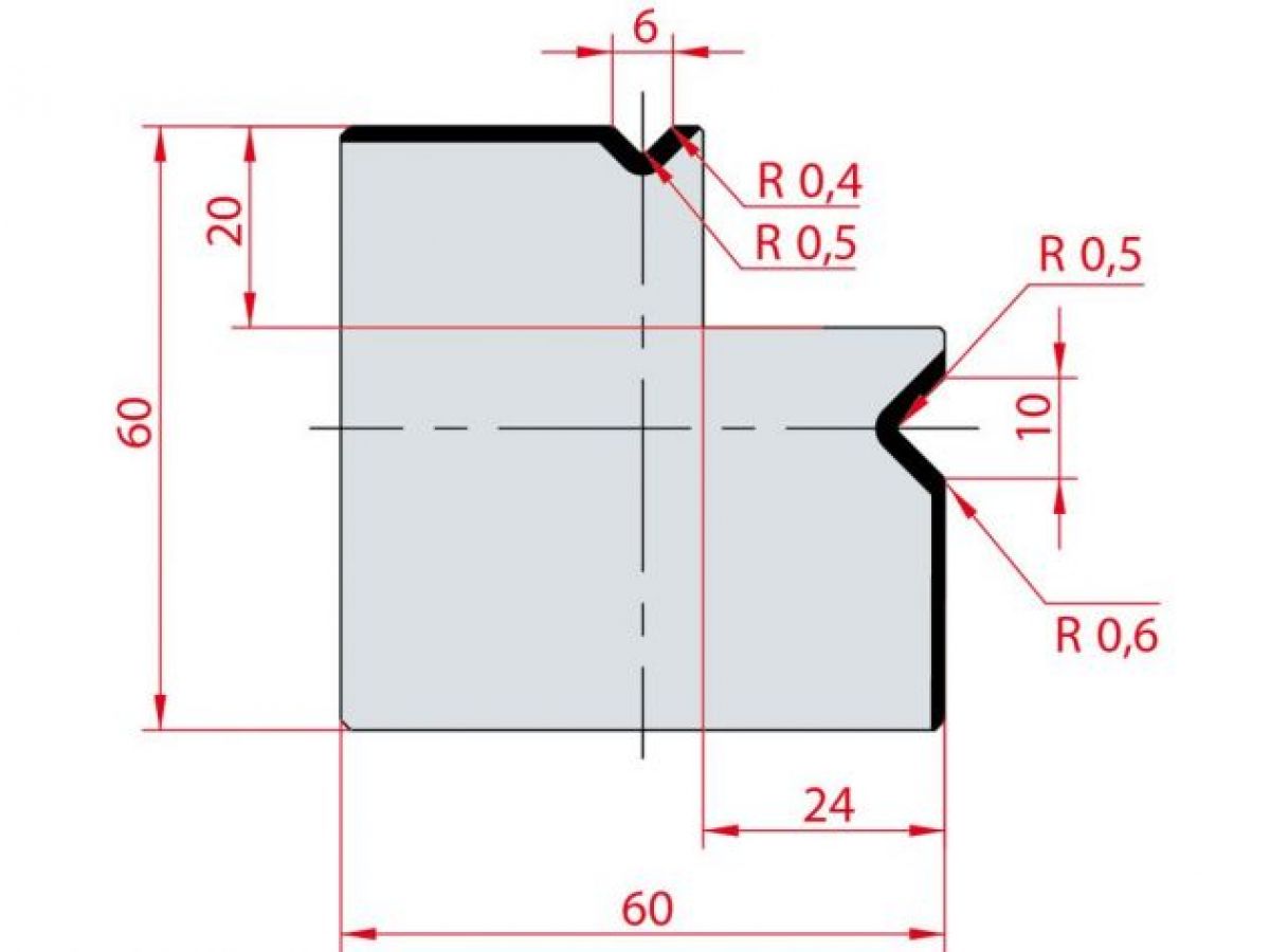 Cối chấn 2V L 6/10 a=90º H60 Max. T/m=80
