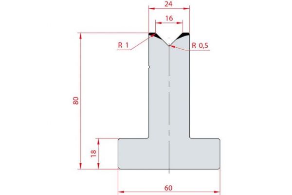 Cối chấn T 1V 16 α=90º H80 Max. T/m=100
