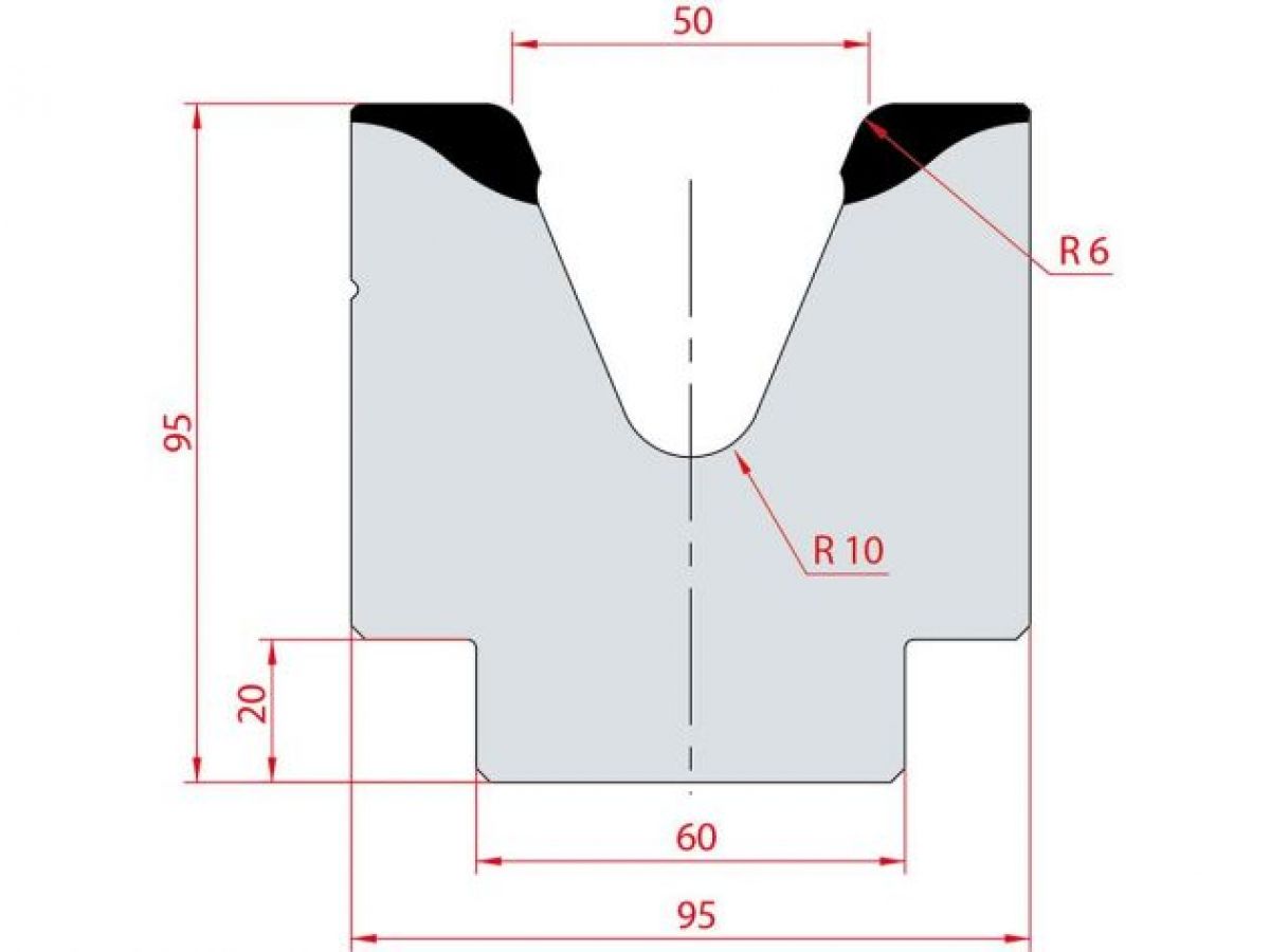 Cối chấn 1V 50 α=45º H95 Max. T/m=100