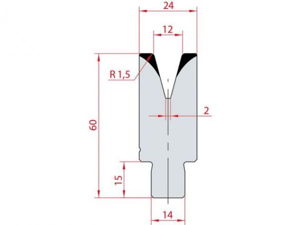 Cối chấn 1V 12 α=30º H60 Max. T/m=50