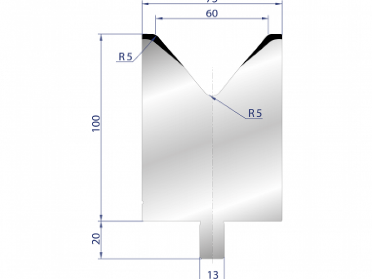 Cối chấn 1V 60 α=86º H100 R5 Max. T/m=100, C45