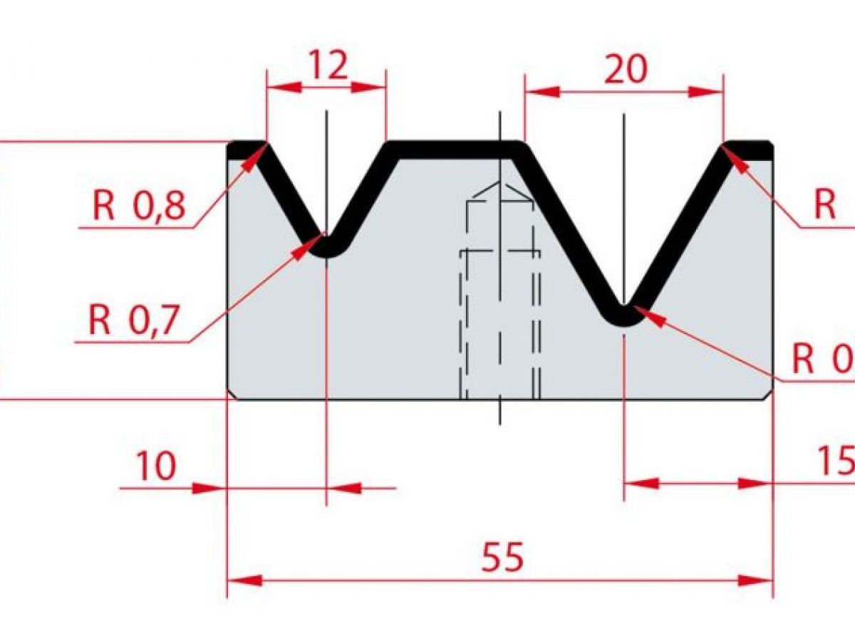 Cối chấn 2V 12/20 a=60º H26 Max. T/m=100