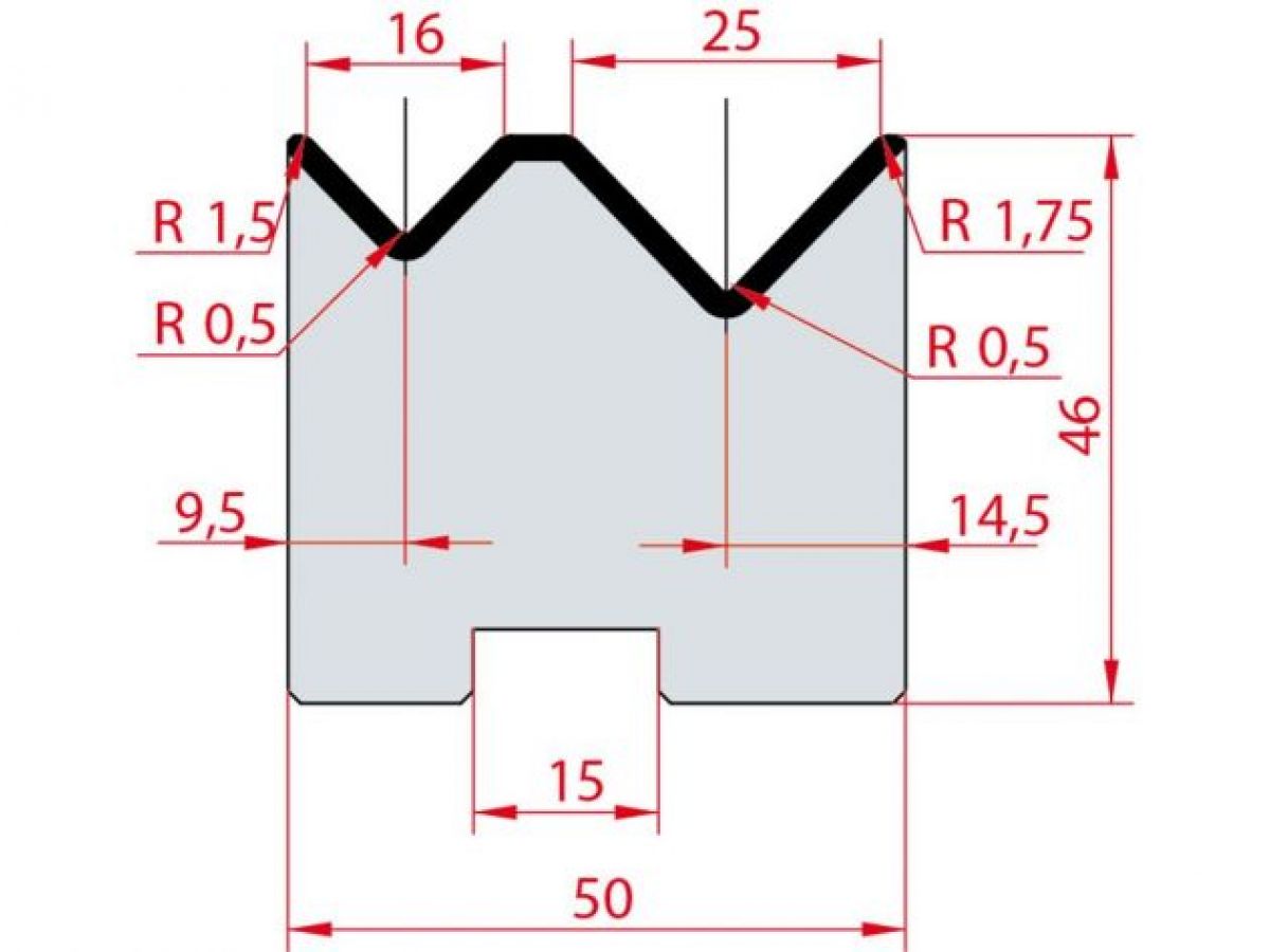 Cối chấn 2V 16/25 a=88º H46 Max. T/m=80