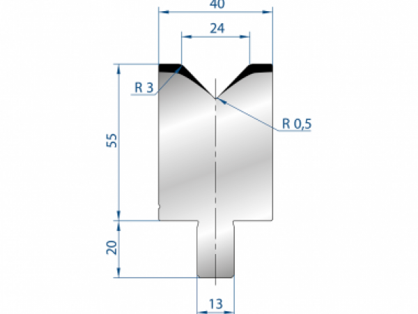Cối chấn 1V 24 α=88º H55 Max. T/m=100