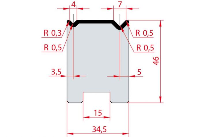 Cối chấn 2V 4/7 a=90º H46 Max. T/m=80