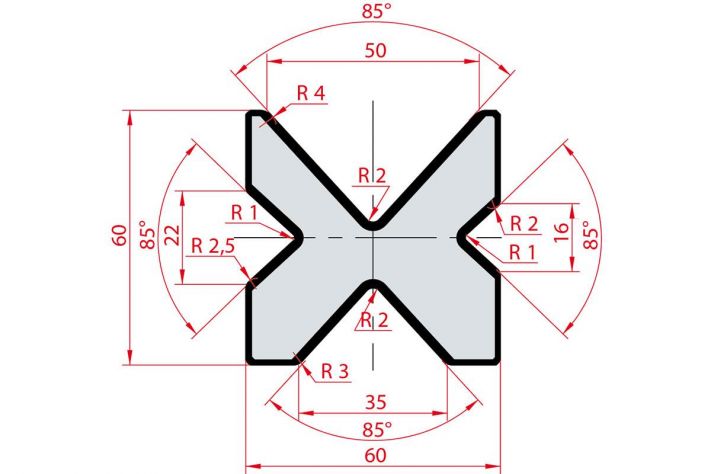 Cối chấn 4V 16/22/35/50 α=85º H60 Max. T/m=80