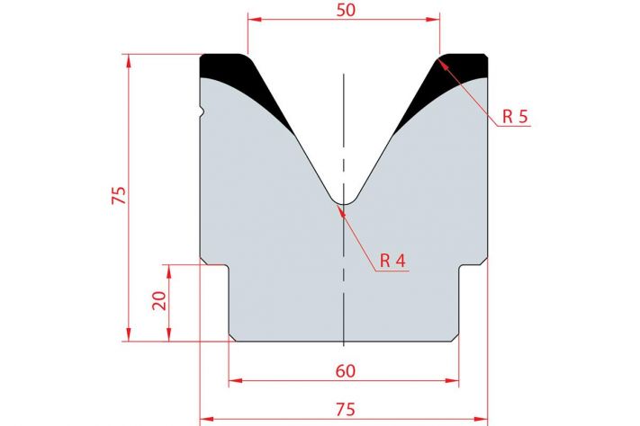 Cối chấn 1V 50 α=60º H75 Max. T/m=100