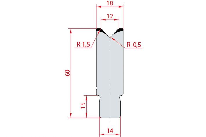 Cối chấn 1V 12 α=88º H60 Max. T/m=100