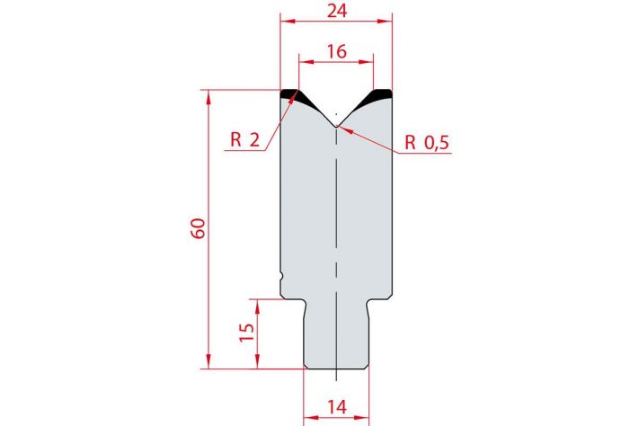 Cối chấn 1V 16 α=88º H60 Max. T/m=100