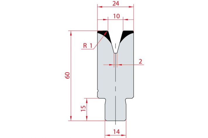 Cối chấn 1V 10 α=30º H60 Max. T/m=50