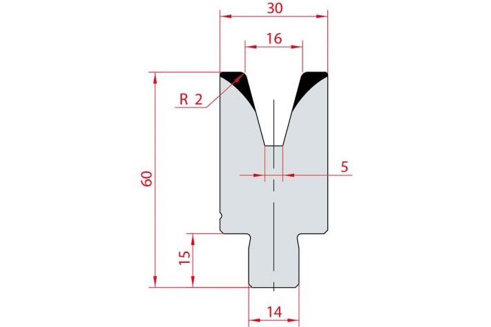 Cối chấn 1V 16 α=30º H60 Max. T/m=50