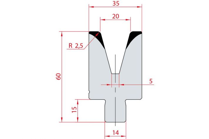 Cối chấn 1V 20 α=30º H60 Max. T/m=55