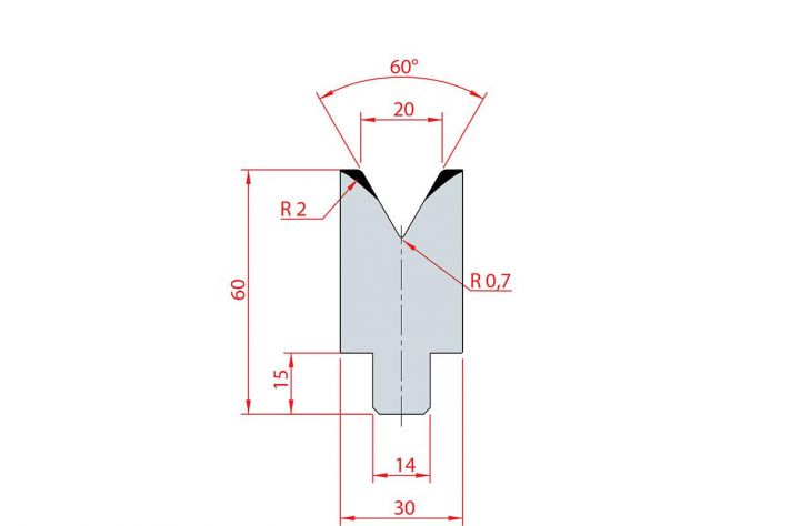 Cối chấn 1V 20 α=60º H60 Max. T/m=100