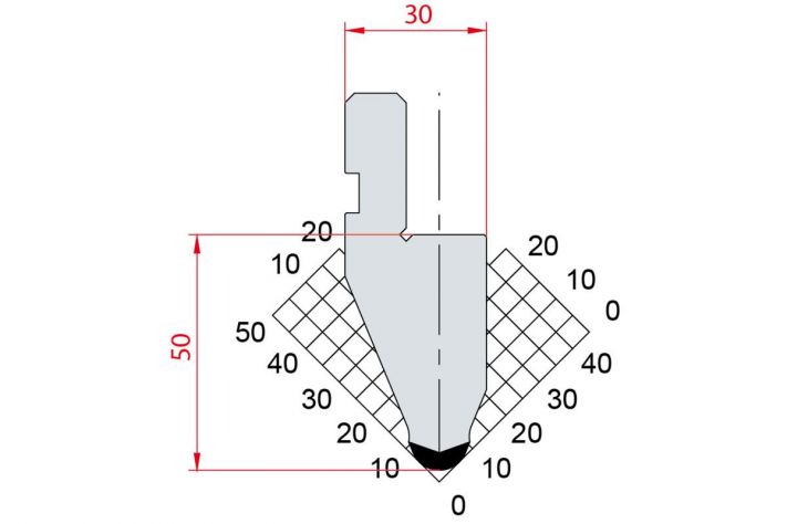 Dao chấn 45º 1054. H=50, R= 6 Max T/m=100