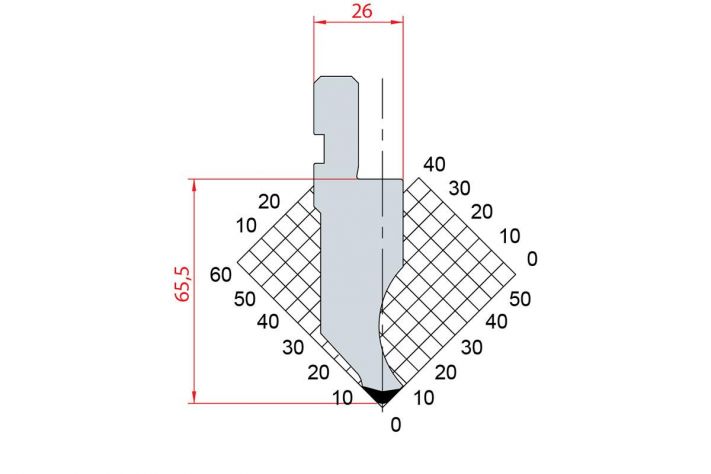 Dao chấn 85º 1177. H=65,5, R=3, Max T/m=100