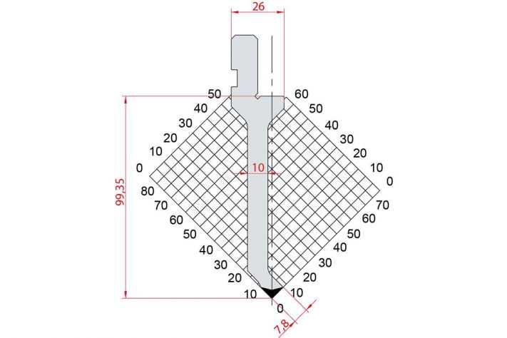 Dao chấn 90º 1261. H=99,35, R=0.25, Max T/m=50