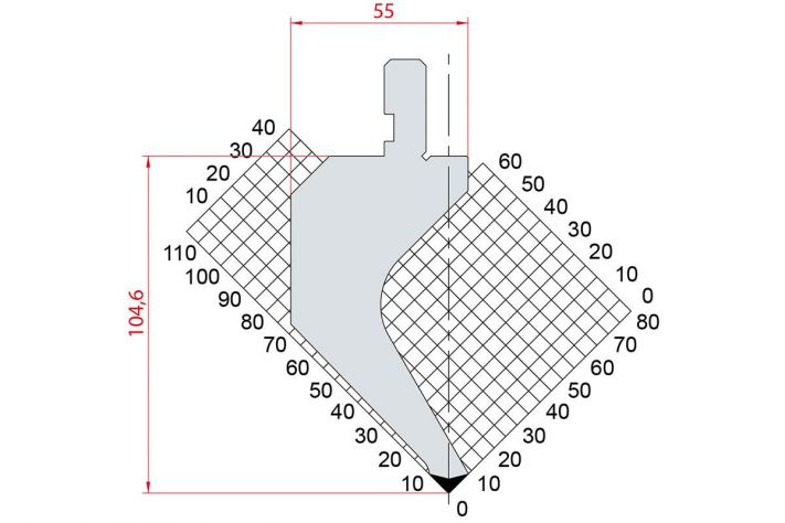 Dao chấn 90º 1267. H=104,6, R=0,25, Max T/m=50