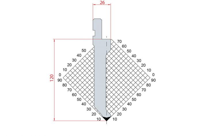 Dao chấn 85º 1309. H=120, R=0,8, Max T/m=70