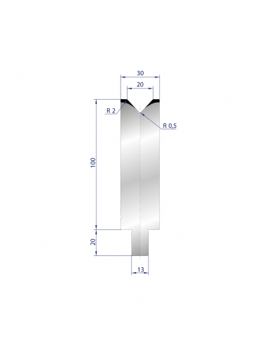 Cối chấn 1V 20 α=86º H100 R2 Max. T/m=100, C45