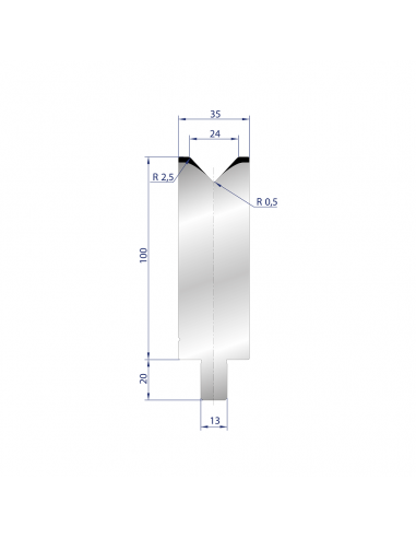 Cối chấn 1V 24 α=86º H100 R2.5 Max. T/m=100, C45