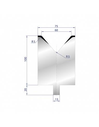 Cối chấn 1V 60 α=86º H100 R5 Max. T/m=100, C45