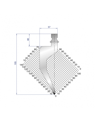 Dao chấn 60º, H=195, R=0.8 Max T/m=40, 42CrMo4