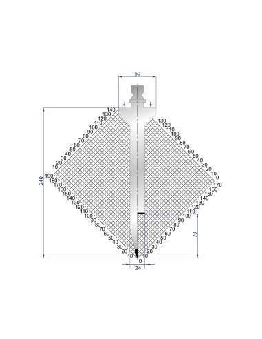 Dao chấn 28º, H=240, R=1 Max T/m=40, 42CrMo4