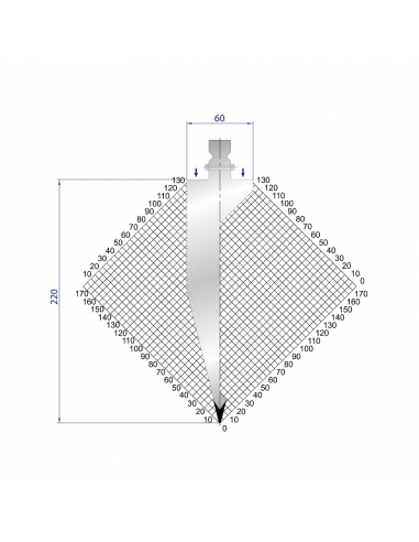 Dao chấn 28º, H=220, R=1 Max T/m=80, 42CrMo4