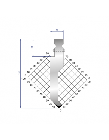 Dao chấn 86º, H=157, R=1 Max T/m=100, 42CrMo4