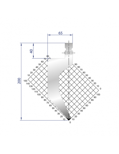 Dao chấn 86º, H=200, R=1.5 Max T/m=100, 42CrMo4